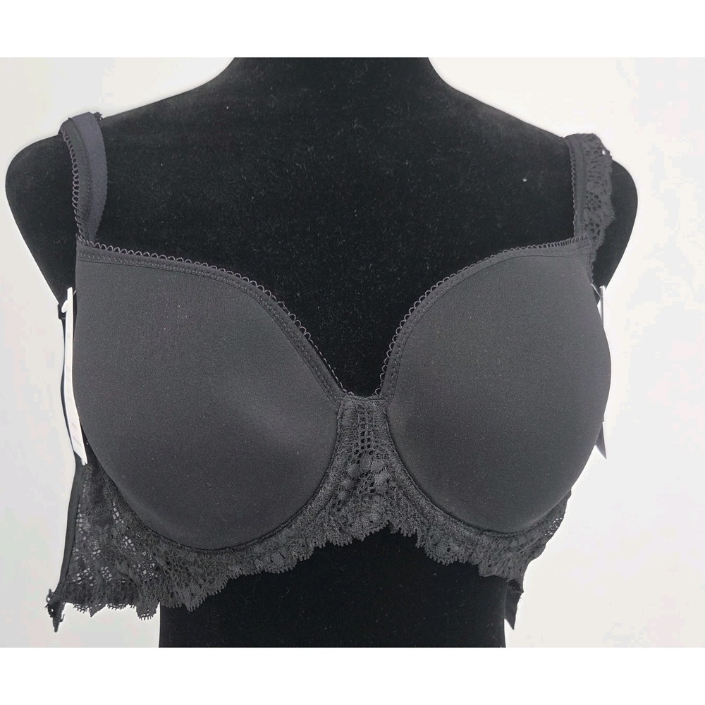 New Simone Perele 12J316 Caressence 3D Plunge Bra Underwire 30F Black